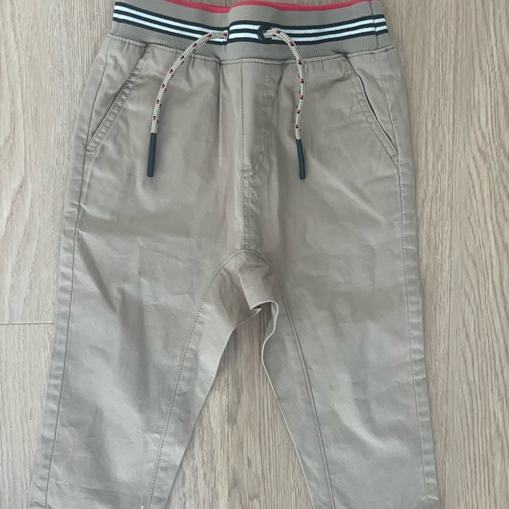 Stylish Tan Kids Bottoms with Striped Waistband